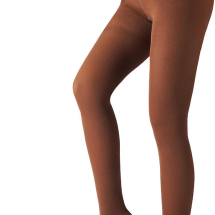 2-pack fleece lined sheer tights for women with fake translucent look and high-waist winter fit