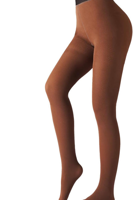 2 Pairs Women Fleece Lined Tights-Fake Translucent Leggings High Waist Pantyhose Sheer Thick Warm Tights for Women