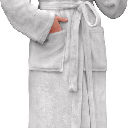 Women’s black fleece robe full length with side pockets