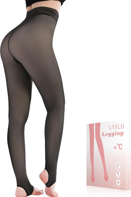 Fleece Lined Tights Women, Warm Pantyhose Leggings Women,Fake Translucent Thermal Skin Colored Tights for Winter