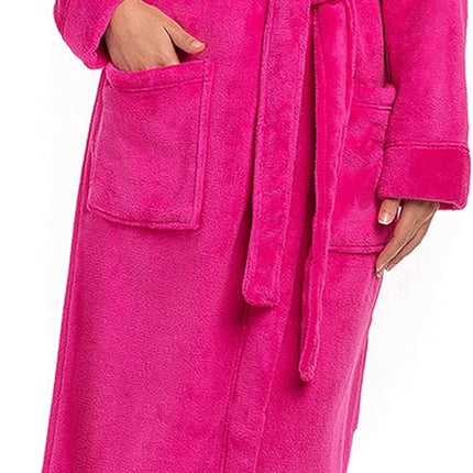 Alexander Del Rossa Plush Fleece Robe for Women, Long Hooded Bathrobe with Hood, plus Size