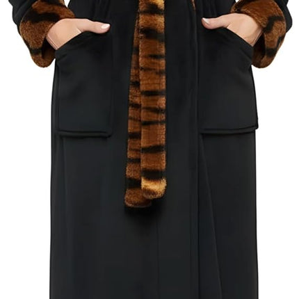 Alexander Del Rossa Plush Fleece Robe for Women, Long Hooded Bathrobe with Hood, plus Size