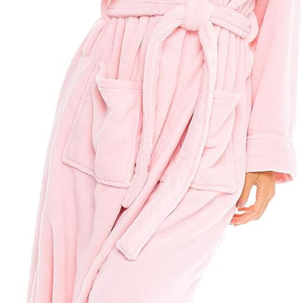 Alexander Del Rossa Plush Fleece Robe for Women, Long Hooded Bathrobe with Hood, plus Size