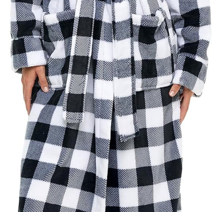 Alexander Del Rossa Plush Fleece Robe for Women, Long Hooded Bathrobe with Hood, plus Size