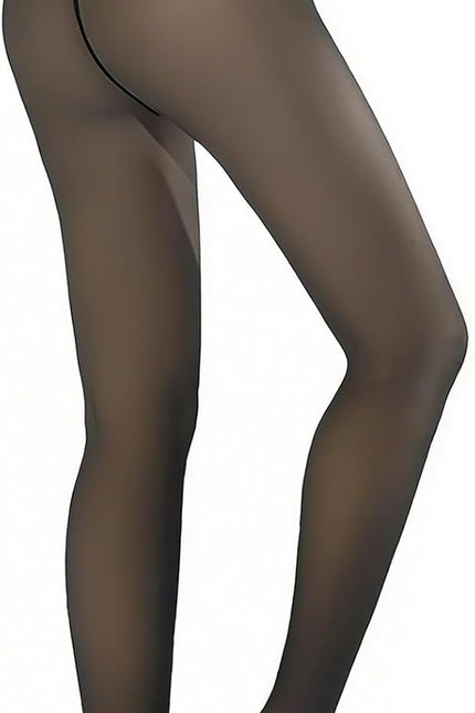 2 Pairs Women Fleece Lined Tights-Fake Translucent Leggings High Waist Pantyhose Sheer Thick Warm Tights for Women