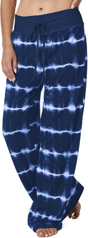 X-Image Women'S Comfy Pajamas Drawstring Stretch Floral Print Long Wide Leg Lounge Pants