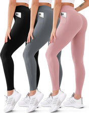 3 Pack High Waisted Leggings for Women Butt Lift Tummy Control Yoga Pants Non See-Through Workout Running Pants…