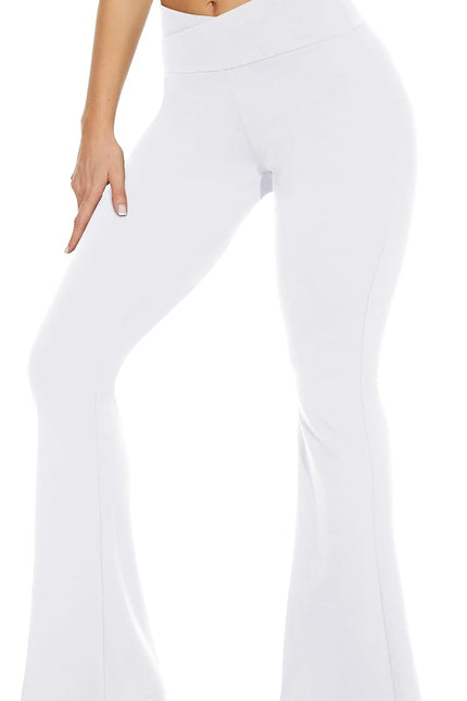 TNNZEET Black Flare Leggings for Women, Crossover Yoga Pants with Pockets Bootcut Flared Leggings