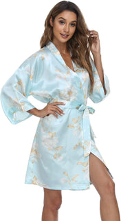 Women'S Satin Kimono Robes Bridesmaid Wedding Robes Silky Bathrobes Summer Loungewear