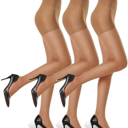 20D sheer control-top pantyhose for women with smooth run-resistant finish
