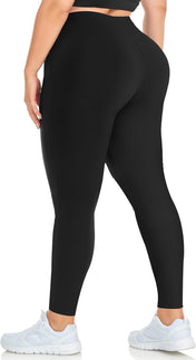 Plus size high waist leggings for women – stretchy tummy control yoga pants black spandex workout leggings