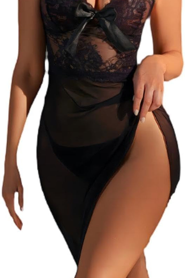 Women Lingerie Sexy Lace Babydoll Chemise Strappy Slip Mesh Honeymoon