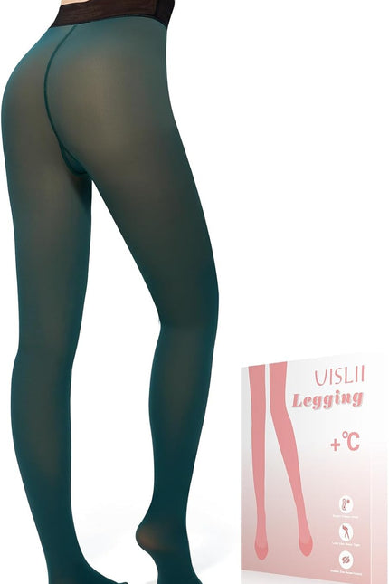 Fleece Lined Tights Women, Warm Pantyhose Leggings Women,Fake Translucent Thermal Skin Colored Tights for Winter