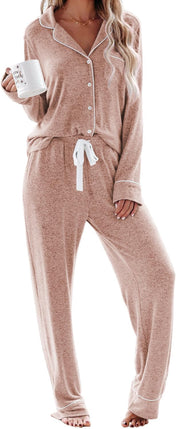 Aamikast Women'S Pajama Sets Long Sleeve Button down Sleepwear Nightwear Soft Pjs Lounge Sets