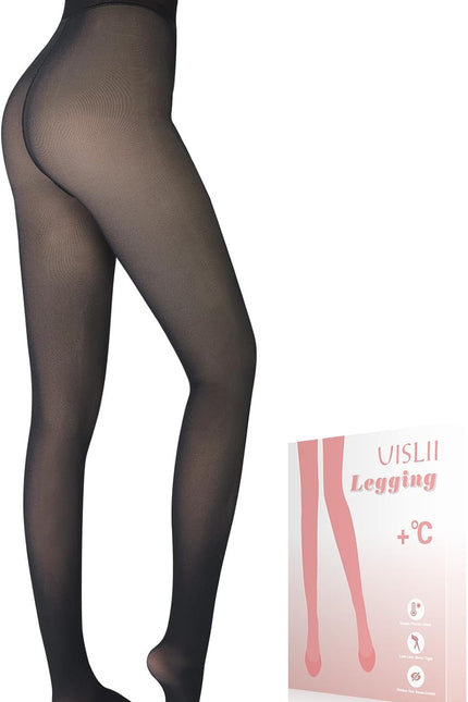 Fleece Lined Tights Women, Warm Pantyhose Leggings Women,Fake Translucent Thermal Skin Colored Tights for Winter
