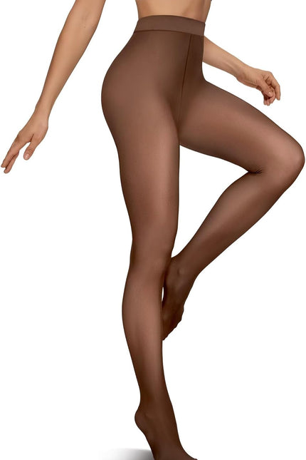 Vertvie Fleece Lined Tights for Women Thermal Pantyhose Fake Translucent Winter Warm Tights High Waisted Thick Leggings