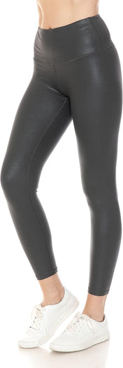 Leggings Depot Women'S High Waist Faux Leather Leggings Tights Pleather Pants