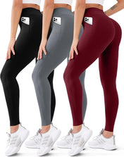 3 Pack High Waisted Leggings for Women Butt Lift Tummy Control Yoga Pants Non See-Through Workout Running Pants…