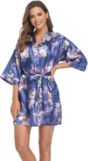 Women'S Satin Kimono Robes Bridesmaid Wedding Robes Silky Bathrobes Summer Loungewear