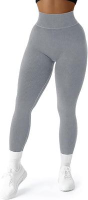 SUUKSESS Women Ribbed Seamless Leggings High Waisted Workout Gym Yoga Pants