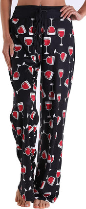 X-Image Women'S Comfy Pajamas Drawstring Stretch Floral Print Long Wide Leg Lounge Pants