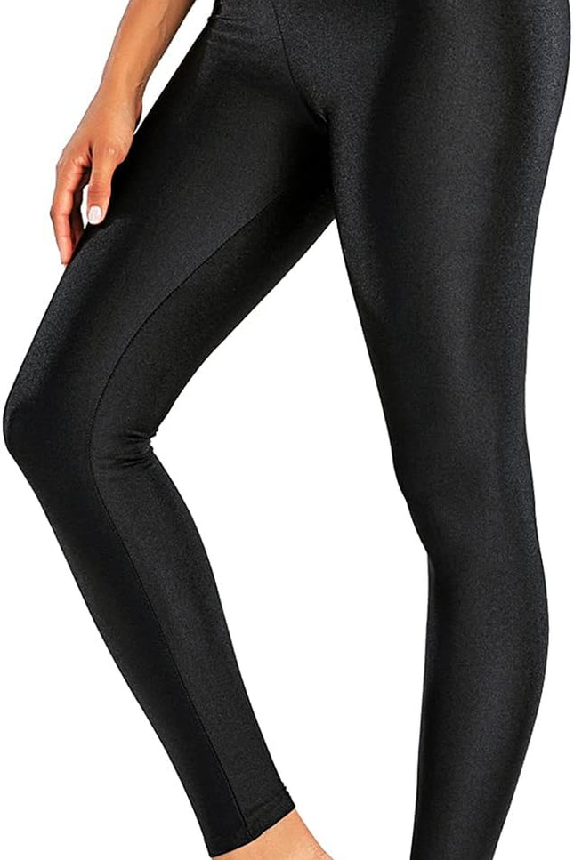 High waisted shiny yoga pants for women – tummy control stretchy workout leggings