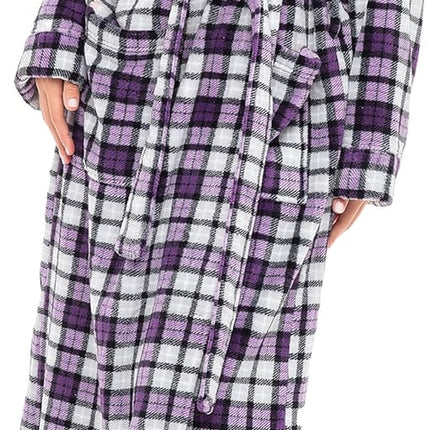 Alexander Del Rossa Plush Fleece Robe for Women, Long Hooded Bathrobe with Hood, plus Size