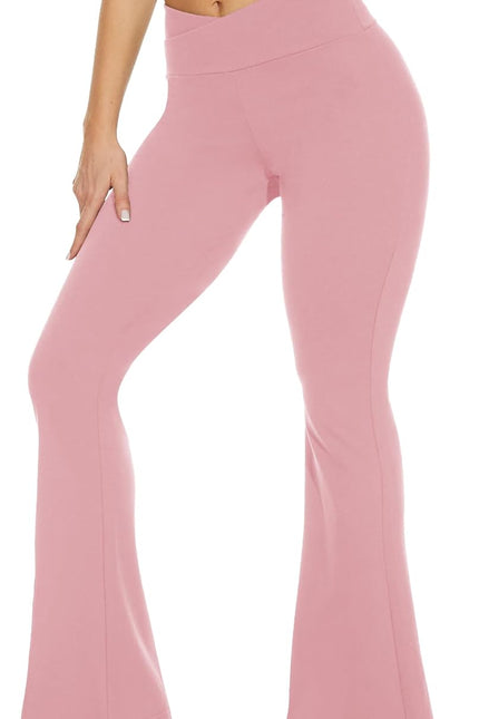 TNNZEET Black Flare Leggings for Women, Crossover Yoga Pants with Pockets Bootcut Flared Leggings