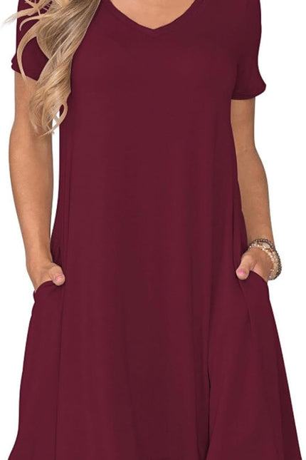 Women'S Casual T Shirt Dress Summer Short Sleeve Swing Dresses with Pockets