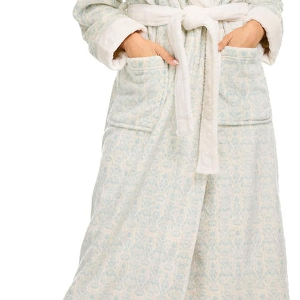 Alexander Del Rossa Plush Fleece Robe for Women, Long Hooded Bathrobe with Hood, plus Size