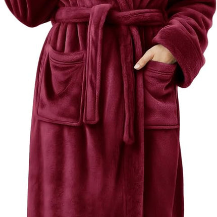 Long length women’s bath robe designed for comfort and warmth
