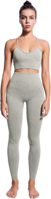 Women’S Yoga Outfits 2 Piece Set Workout Tracksuits Sports Bra High Waist Legging Active Wear Athletic Clothing Set