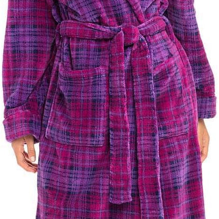 Alexander Del Rossa Plush Fleece Robe for Women, Long Hooded Bathrobe with Hood, plus Size