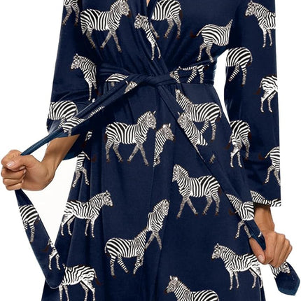 Hotouch Womens Knee Length Lightweight 3/4 Sleeves Cotton Bath Robe