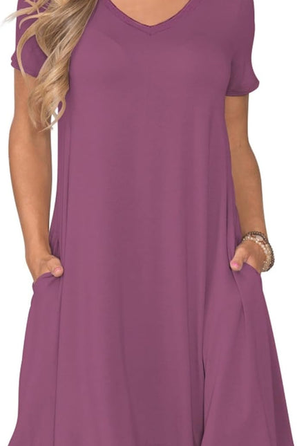 Women'S Casual T Shirt Dress Summer Short Sleeve Swing Dresses with Pockets