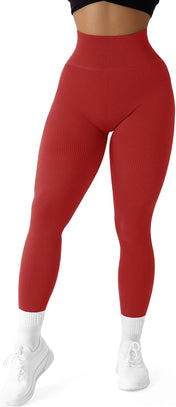 SUUKSESS Women Ribbed Seamless Leggings High Waisted Workout Gym Yoga Pants