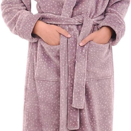 Alexander Del Rossa Plush Fleece Robe for Women, Long Hooded Bathrobe with Hood, plus Size