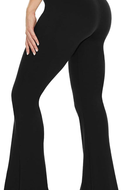 TNNZEET Black Flare Leggings for Women, Crossover Yoga Pants with Pockets Bootcut Flared Leggings