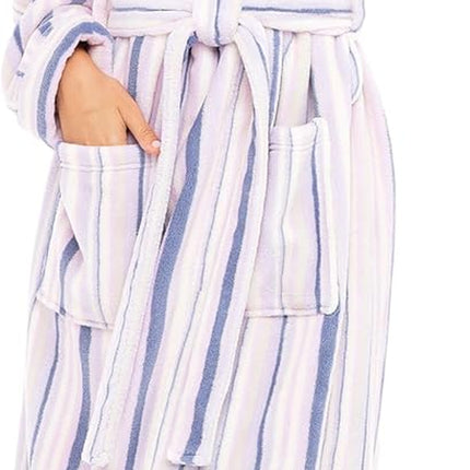 Alexander Del Rossa Plush Fleece Robe for Women, Long Hooded Bathrobe with Hood, plus Size