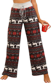X-Image Women'S Comfy Pajamas Drawstring Stretch Floral Print Long Wide Leg Lounge Pants