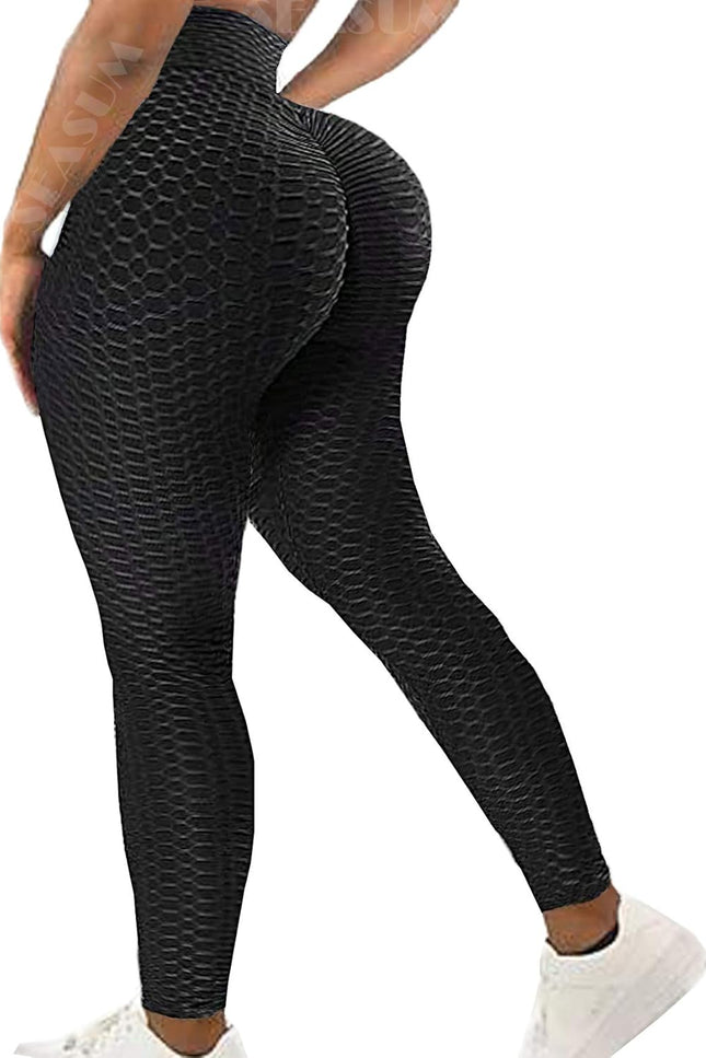 SEASUM Women High Waisted Workout Yoga Pants Butt Lifting Scrunch Booty Leggings Tummy Control anti Cellulite Textured Tights
