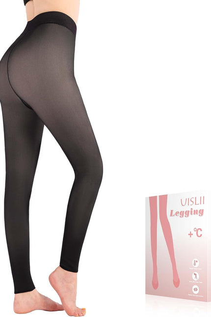 Fleece Lined Tights Women, Warm Pantyhose Leggings Women,Fake Translucent Thermal Skin Colored Tights for Winter