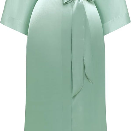 PRODESIGN Satin Kimono Robe Women Long Silky Kimono Bathrobe Sleepwear Wedding Bridesmaid Robe