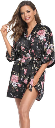 Women'S Satin Kimono Robes Bridesmaid Wedding Robes Silky Bathrobes Summer Loungewear