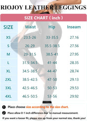 RIOJOY Womens Sexy Leather Leggings PU High Waist Butt Lifting Pleather Pants Stretchy Faux Leather Tights Push Up