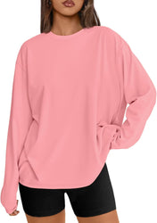 Trendy Queen Womens Oversized Long Sleeve T Shirts 2025 Basic Crewneck Tee Fall Tops Casual Workout Y2K Clothes
