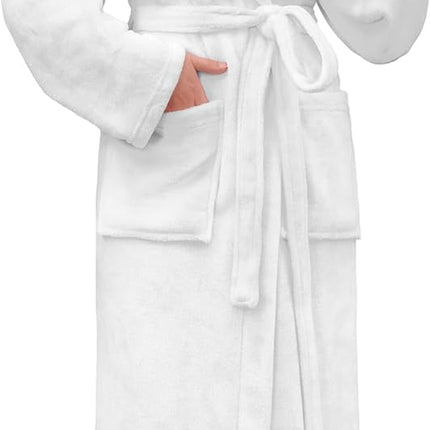 Women’s black fleece robe full length with side pockets