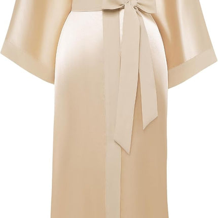 PRODESIGN Satin Kimono Robe Women Long Silky Kimono Bathrobe Sleepwear Wedding Bridesmaid Robe