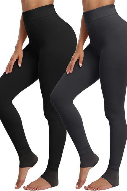 CHRLEISURE Women'S Fleece Lined Tights - Fake Sheer Warm Pantyhose Thick Winter Leggings