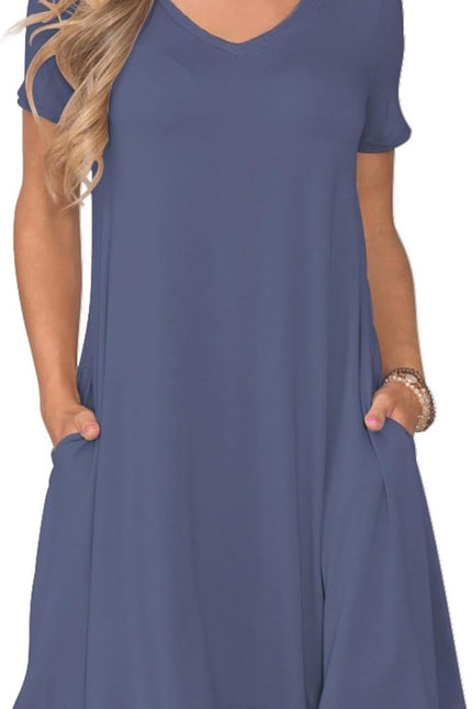 Women'S Casual T Shirt Dress Summer Short Sleeve Swing Dresses with Pockets